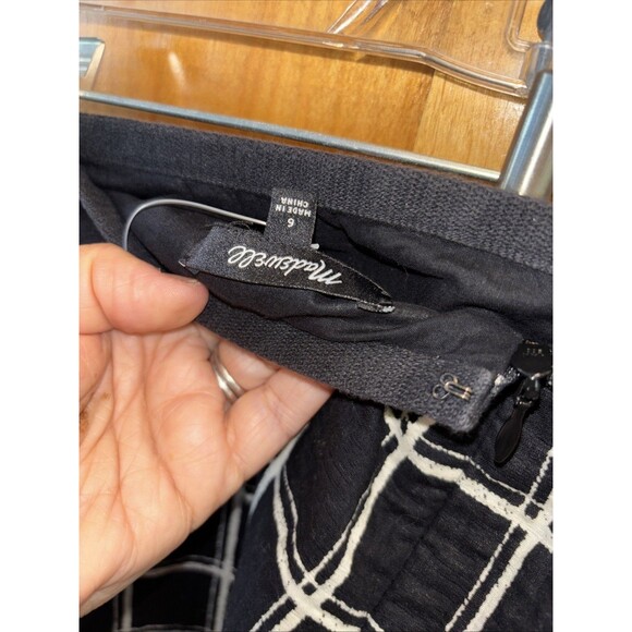 Madewell Windowpane Plaid Mini Skirt 6 Black White Cotton zip Lined Women - Picture 5 of 7